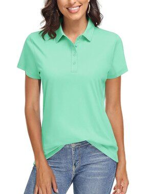 Women's 19-mint Green  Golf Polo Shirt Short Sleeve UPF 50+ Sun Protection Quick